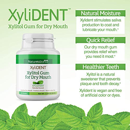 XyliDENT Xylitol Gum for Dry Mouth Relief Stimulates Saliva, Freshens