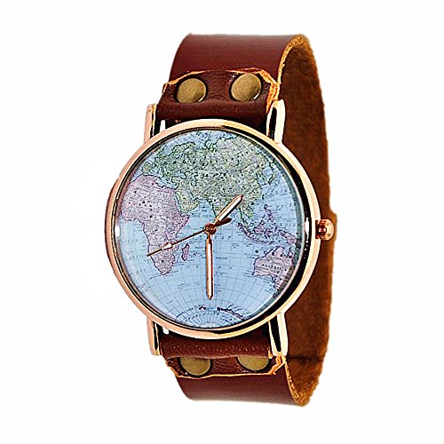 Minilujia women watches world map watch 34mm gold plate…