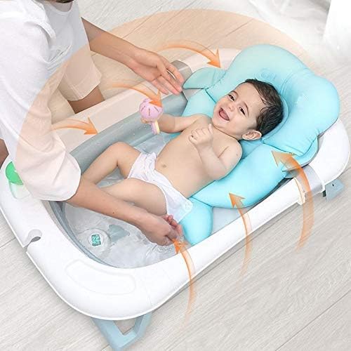 Baignoire Pliable Bébé, Baignoire Bebe sur Pied avec Coussin de Soutien de la Tête, Baignoire Pliante Bebe, Baignoire Bebe pour Douche et Bain, Baignoire de Voyage pour Enfant 0-3