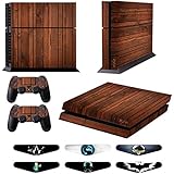 Skins for PS4 Controller - Decals for Playstation 4 Games - Stickers Cover for PS4 Console Sony Playstation Four Accessories PS4 Faceplate with Dualshock 4 Two Controllers Skin - Wooden
