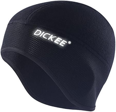 DICKEE Helmet Liner Skull Cap Beanie With Ear Cover Running Hat for Cycling Winter Outdoor Windproof Warmer Black