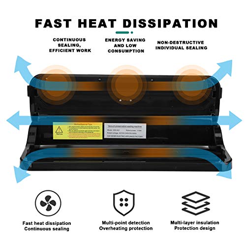 Lebensmittel-Vakuumierer, Touch-Control-Vakuumierer, Verbesserter Haushalt Schwarz Trocken & Feucht Elektrisch für die… – Bild 6