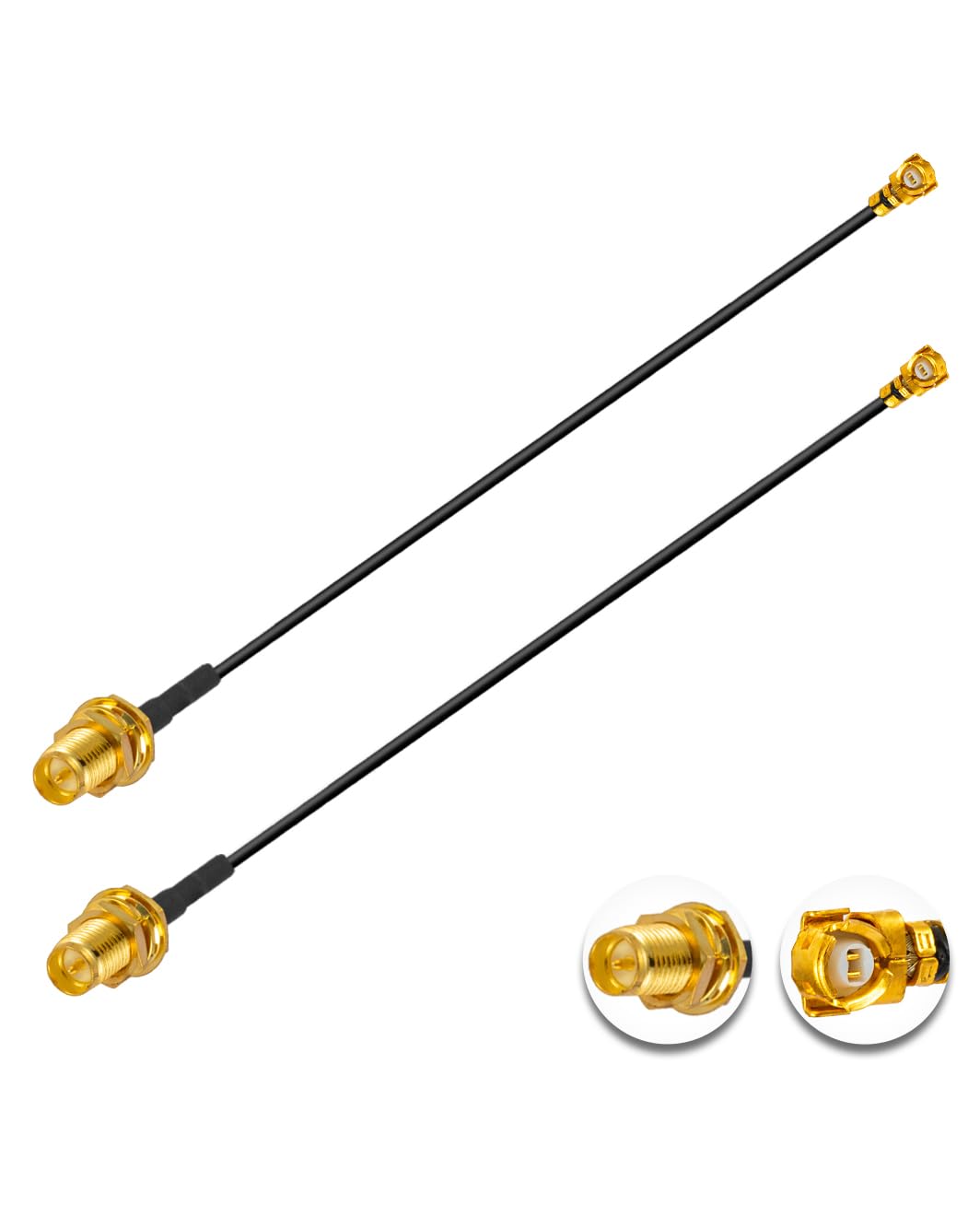 Vecys 2PCS U.F.L1 to RP-SMA Female Low Loss Coaxial Cable 8" /20CM U.F.L1 1.37mm Coaxial Pigtail Cable for Wireless Routers Mini PCIE Network Cards PCI Wi-Fi WAN Repeater