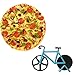 Pizza Cutter - Bicycle Pizza Cutter Wheel Pizza Slicer Sharp Dual Stainless Steel Bike Wheels with a Display Stand by Yuxing (Blue)