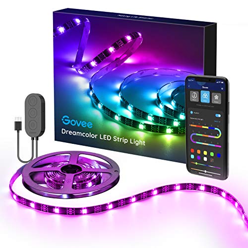 tira de luces led govee tv, retroiluminación led rgbic tv de 6.56 pies con control de aplicación, sincronización de música, modo de escena, tira de luz led que cambia de color con temporizador para juegos de computadora hdtv pc, alimentación por usb