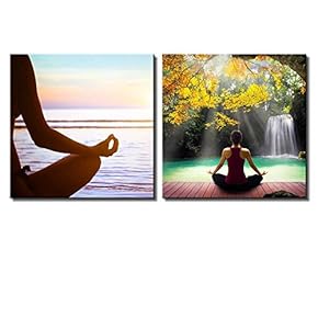 Two Piece Woman Meditating by a Lake with...