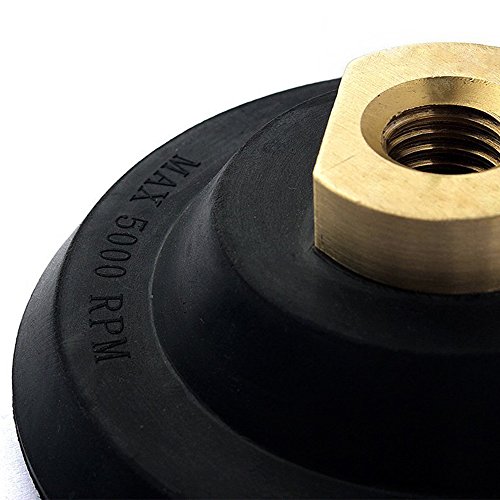 ADVcer 4 inch Polisher Backing Plate - Metal Arbor 5/8" 11 Thread Rubber Hook and Loop Backer Pad, Ideal Polishing Disc Holder for Concrete Tile Granite Marble Stone Countertop Floor Grinder (Black) - Thumbnail 5