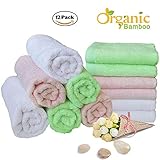 Baby Washcloths Bamboo Bath Towels Organic Reusable Baby Wipes - Hypoallergenic Ultra Soft and Absorbent Face Towel For Sensitive Skin Baby Registry As Shower Gift 12 Pack Baby Washcloths 10x10 Inches