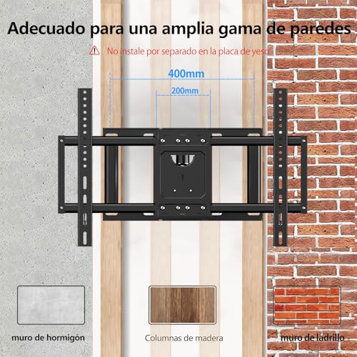JXMTSPW Soporte Pared para TV de 32-80 Pulgadas, Soporte TV Pantallas con Giratorio e Inclinable, VESA Máx 600x400 mm,Soporta hasta 60 kg,Soporte Television Pared con Articulado Brazo y Rotación