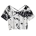 SweatyRocks Women's Tie Dye Criss Cross Back Crop Summer T Shirt