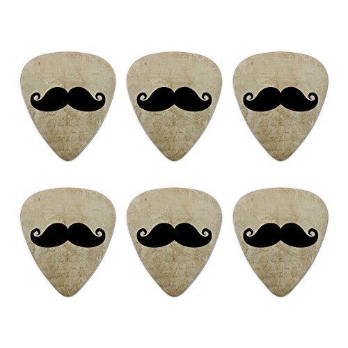 Curly Mustache Novelty Guitar Picks Medium Gauge - Set of 6