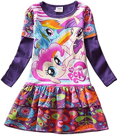 Lovelygift Girls My Little Pony Long Sleeved Dress Princess Birthday Party Dress