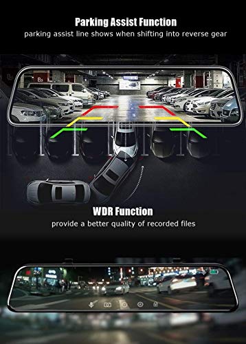NikoMaku Mirror Dash Cam Front and Rear Backup Camera 12 Inch Screen for Cars GPS 2K Resolution Full Touch Screen Rear View Mirror Camera 170° Wide Angle Dual Lenses Waterproof AS-3 Pro Max