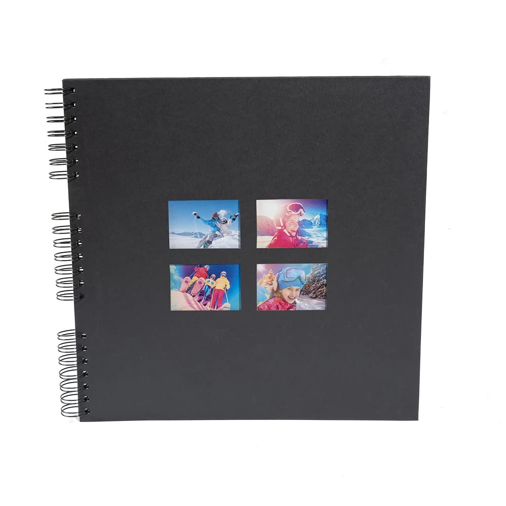 Exacompta - Ref 15119E - MILANO Spiralbound Photo Album (60 Pages) -32 x 32cmin Size, Holds 360 Photos, 250gsm Black Card Pages, FSC-Certified - Black Paper Cover
