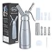 Parateck Whipped Cream Dispenser 1 Pint Cream Whipper 6 Decoration Nozzles 2 Cream Charger Holders Whipping Canister Use Standard 8 Gram N2O Cartridges (Not Include)