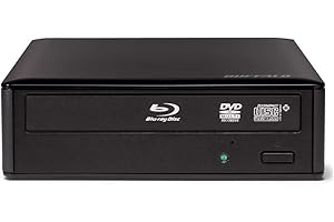 BUFFALO MediaStation Desktop 16x External Blu-ray Drive for PC with USB 3.0. Plays and Burns Blu-Rays, DVDs, and CDs.