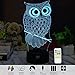 3D Illusion Animal Owl Remote Control LED Desk Table Night Light Lamp 7 Color Touch Lamp Kiddie Kids Children Family Holiday Gift Home Office Childrenroom Theme Decoration by HUI YUAN