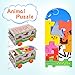 Gamenote Jumbo Wooden Shape Sorter Animals Bus with Puzzle Jigsaw and Seesaw Game - Educational Pull Push Truck Toys for Toddlers and Baby (Need to Assemble)(Colorful)