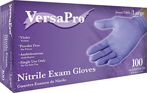 VersaPro Violet Nitrile Exam Gloves, Chemo-Rated, Powder Free, Large (Case of 1000)
