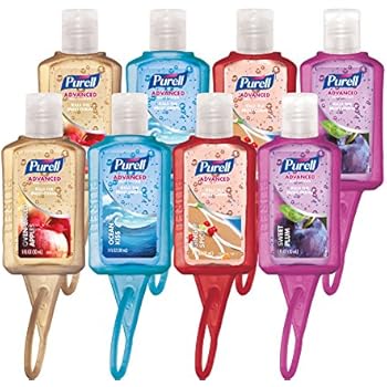 PURELL Advanced Hand Sanitizer Gel, Spring Fragrances, 1 fl oz Portable, Travel Sized Flip Cap Bottles with included JELLY WRAP Carriers (Pack of 8) - 3900-09-ECSPR16