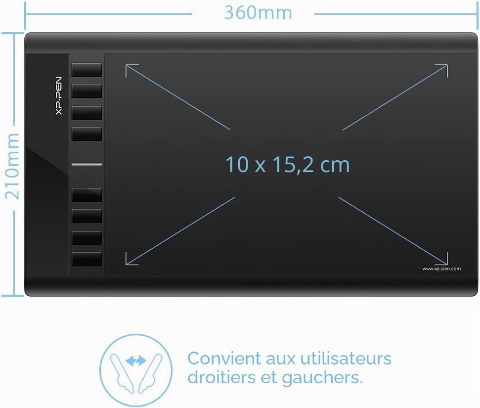 XP-Pen Star03V2 12 Inch Graphic Tablet with Passive Stylus 8192 Levels and 8 Shortcuts Pallette Digital Drawing - Compatible with Windows Mac Chromebook