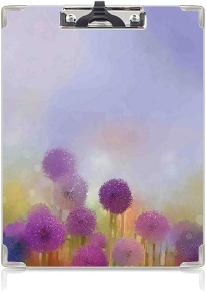 Amazon クリップボード 水彩花の家の装飾 ミニバインダー 春のイラストで牧草地の田園風景のタマネギ 用箋挟 クロス貼 短辺とじ紫青 クリップファイル ボード 文房具 オフィス用品