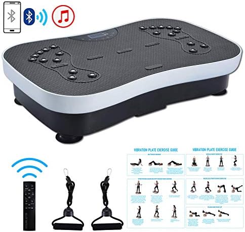 FITODO Vibration Power Plates Trainer Fitness Vibrating Machine Oscillating Platform Whole Body Shaking Massager - Remote Control/Bluetooth Music/USB Connection
