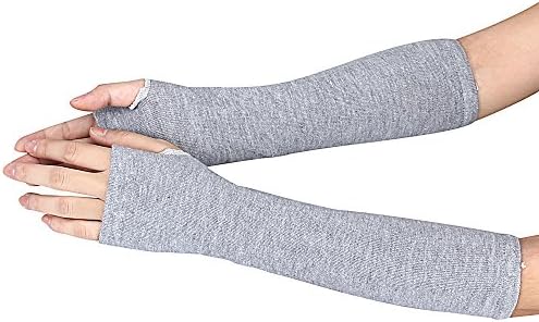 ♡KPshop Unisex Winter Wrist Arm Hand Warmer Knitted Long Fingerless Gloves Mitten (Gray)