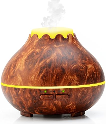 Ultrasonic Humidifier Wood Grain Essential Oil Aroma Diffuser Whisper Quiet Cool Mist for Home, Office,Yoga with 7Color LED Light Changing and 3 Timer Settings 150ML, Waterless Auto Shut-off,Meski