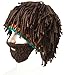 Bestag Wig Beard Hats Hobo Mad Scientist Rasta Caveman Handmade Knitted Warm Winter Caps Funny Party Mask Hair Beanies (Brown)