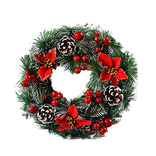 30cm Christmas Wreath Xmas Garlands Reusable Door Artificial Christmas Wreath for Fireplace Front Door Grave Staire Xmas Tree Garden Yard Thanksgiving Christmas Decor