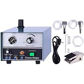 Pneumatic Graver Engraving Tool &ndash; 110V 60Hz, Foot Pedal Speed Control, 100-4000 Strokes/min, 0-30 PSI Gauge &ndash; Dual Port Air Engraver with 2 Handpieces for Jewelry, Metal, Stone Setting &amp; Wood
