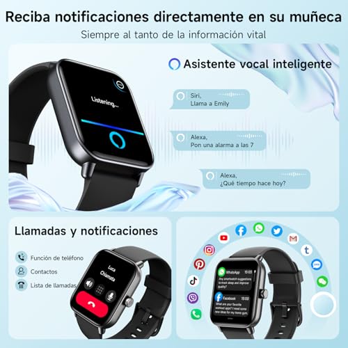 Gydom Smartwatch Men 1.8 Inch Smartwatch Women Smart Watch with Bluetooth Call Black