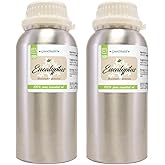 2 Bottles – GreenHealth Eucalyptus Essential Oil – 16 fl oz Each (32 fl oz Total) – 100% Pure & Uncut – Bulk Aromatherapy Oil in Aluminum Bottles – for Diffuser, Cleaning, DIY, Home Fragrance