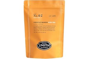 Steven Smith Teamaker Hibiscus Mango Iced Tea No. 42, Refreshing, Caffeine-Free, Sustainably Grown, Full Leaf Herbal Iced Tea, 10 Count, 1 Quart Sachets
