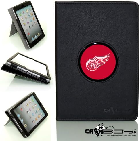 New SLEEP SMART Apple iPad Mini &amp; iPad Mini with Retina leather Case By Calaboy- Interchangeable Design - Personalized Picture Frame w NHL Hockey Detroit Red Wings Logo (hp9)