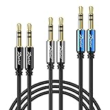 Aux Cable 3.5mm Auxiliary Audio Cable - 3 Pack【2ft/0.6m, 4ft/1.2m, 8ft/2.4m】Assorted Lengths for Headphones, iPod, iPhone, iPad, Car/Home Stereos and Echo Dot, Sony, Beats & More