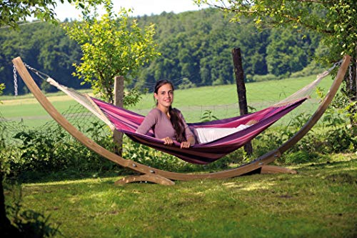AMAZONAS Hängemattenset Starset Candy Hängematte inkl. hochwertigem Gestell aus FSC Fichtenholz buntgestreift – Bild 5