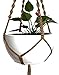 HANPO 4 Legs Macrame Natural Jute Plant Hangers, Plant Holders with Wood Bead Decoration and Metal Ring