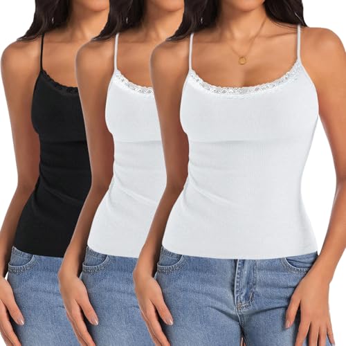 Womens Lace Spaghetti Strap Cami Top