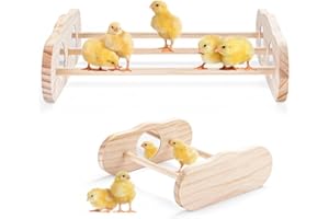 DORAKITTEN 2 Pcs Wooden Chick Perches, Chick Stand Training Perches, Wood Chicken Roosting Bars for Entertainment, Chick Jungle Gym Perch Toys for Coop & Brooder