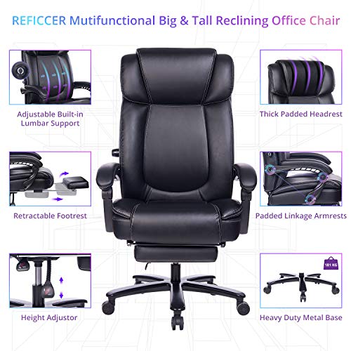 REFICCER Big & Tall Bonded Leather Executive Office Chair, HighBack