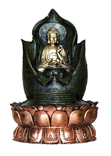 Petrichor Elegant Gautam Buddha Meditating on Lotus Indoor Water Fountain for Home Office Decoration and Gifting(Golden Rustic, 40 cm)