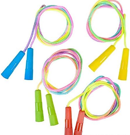 Rainbow Neon Jump Rope - Party Favors, Prizes, Outdoor Activities, Easter Baskets (Pack of 6)