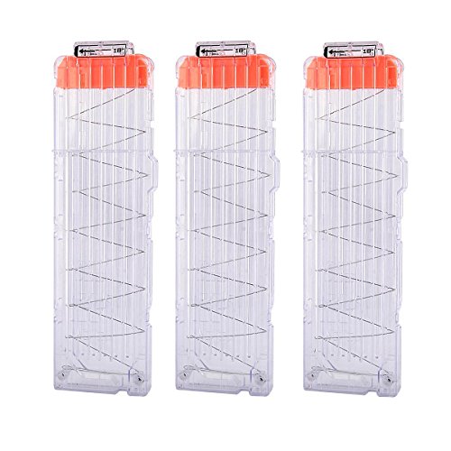 Hosim 3pcs Quick Reload Clips, High Capacity 18-Dart Clip Cartridge Magazine Replacement for Nerf N-Strike Elite Blaster Toy Gun (Transparent)