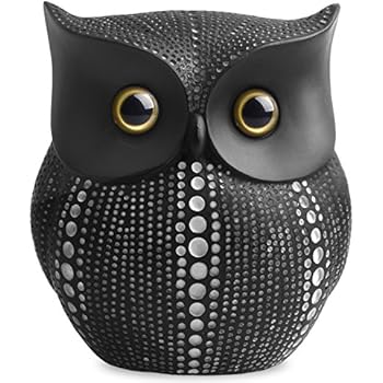 Owl Statue Decor (Black) Small Crafted Buho Figurines for Home Decor Accents, Living Room Bedroom Office Decoration, Buhos Bookself TV Stand Decor - Animal Sculptures Collection BFF for Owls Lovers