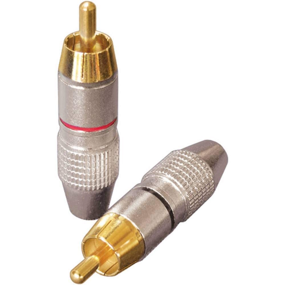 Dynavox RCA Plug Set of 4, 2 x Red 2 x Black, 40mm Length, 12mm Diameter, Male-to-Male, Aluminum, Indoor Use, Compatible with Devices with Cinch Input