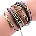Ularmo Jewelry Mens Womens Multilayer Leather Bracelet Vintage Charm Bangle (Hope)