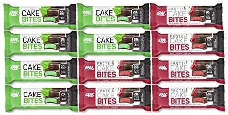 Optimum Nutrition 12 CT Whipped Protein Cake Bites Variety Pack | 6 Chocolate Cherry, 6 Chocolate Mint | 20g Protein Per Serving, Low Sugar Pre + Post Workout Treat! Gluten Free, Less than 240 Cal