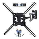 TV Wall Mount Fits Most 19"-55" LCD/LED/Flat Screens Up To 66 lbs. Full Motion Swivel Articulating Arm. Tilt, 20" Extension Arm, VESA 400x400, HDMI Cable And Bubble Level